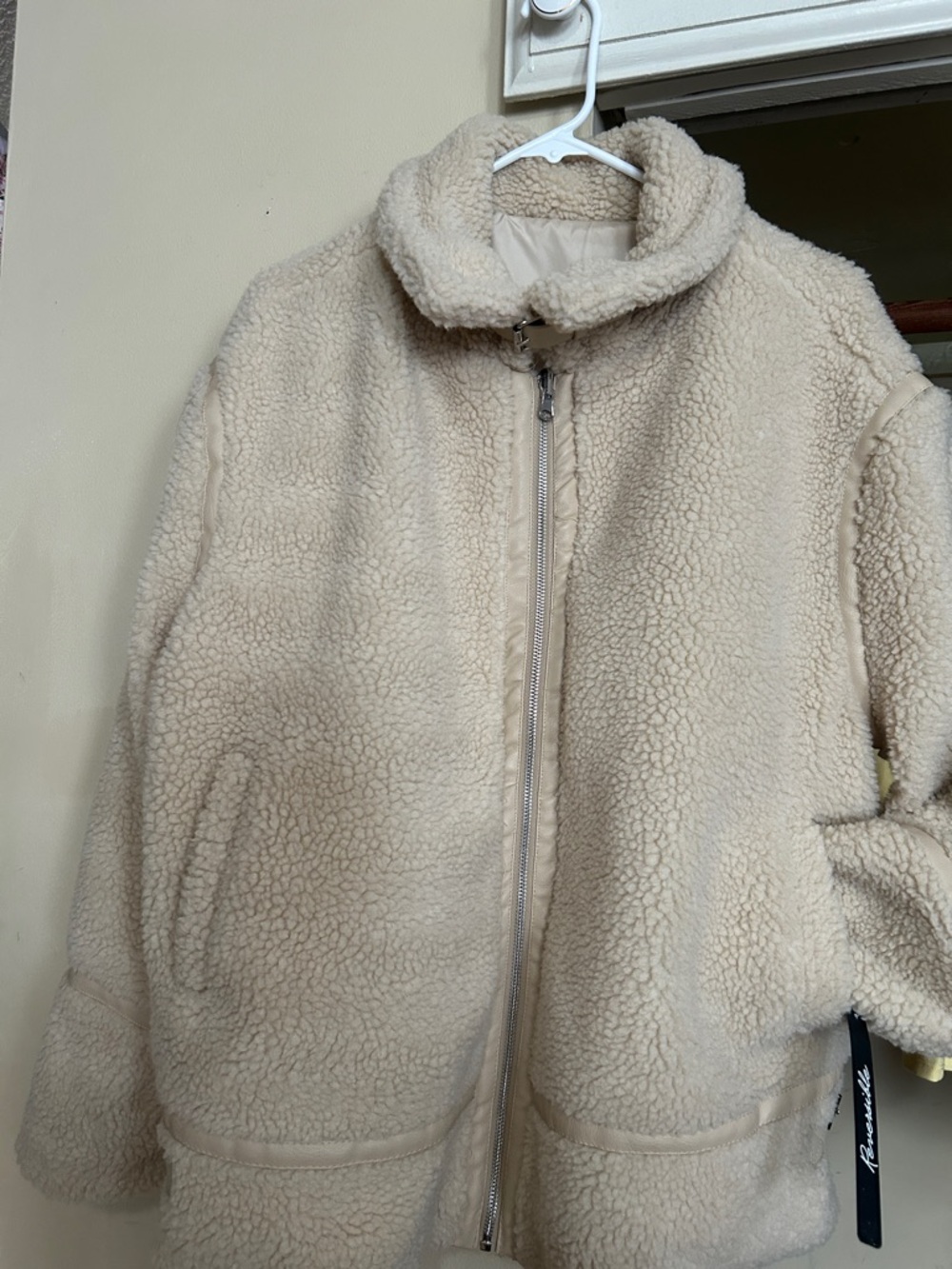 Plush Cream Teddy Fleece Zip Jacket